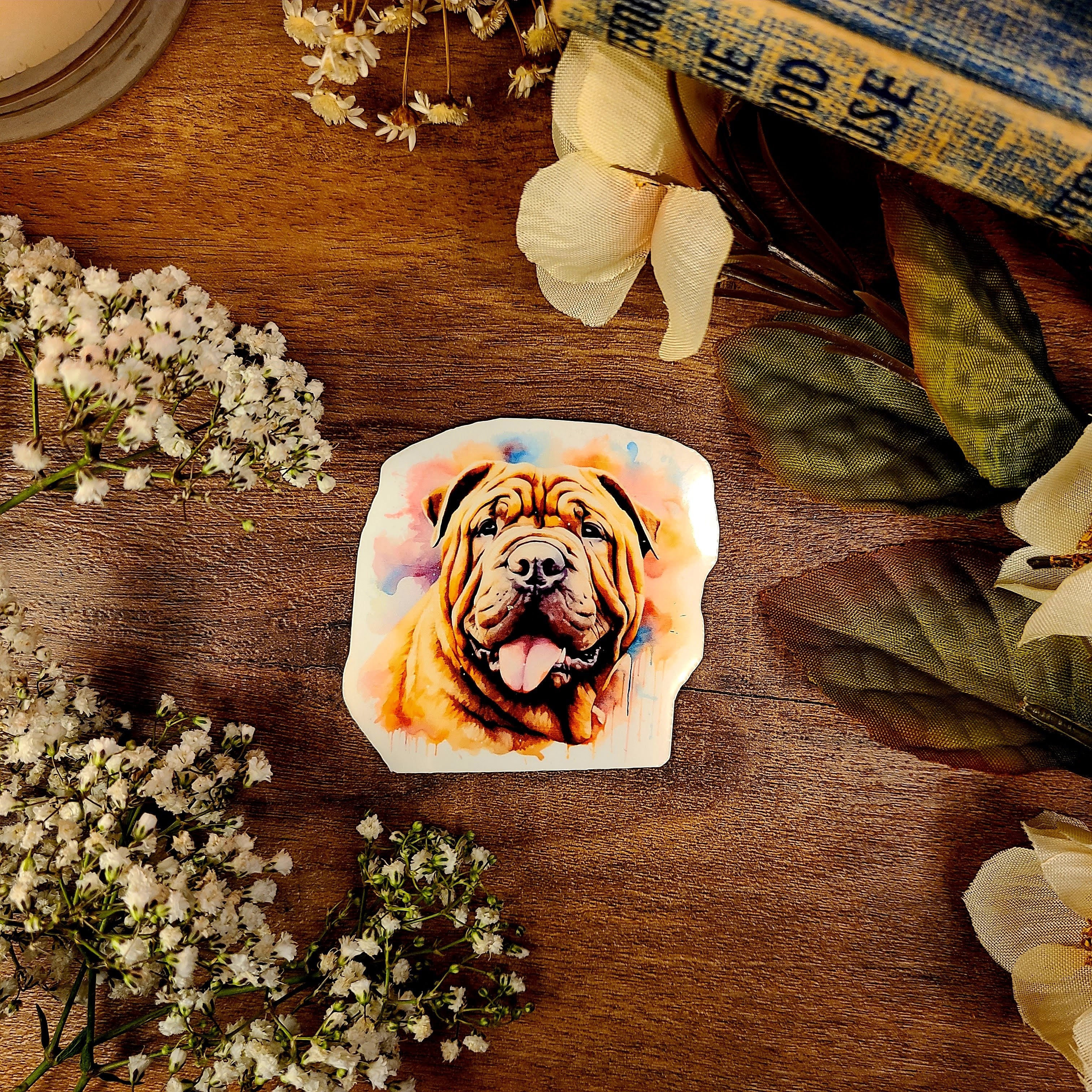 Chinese Shar Pei Dog, Fur Baby, Vinyl Sticker Decal