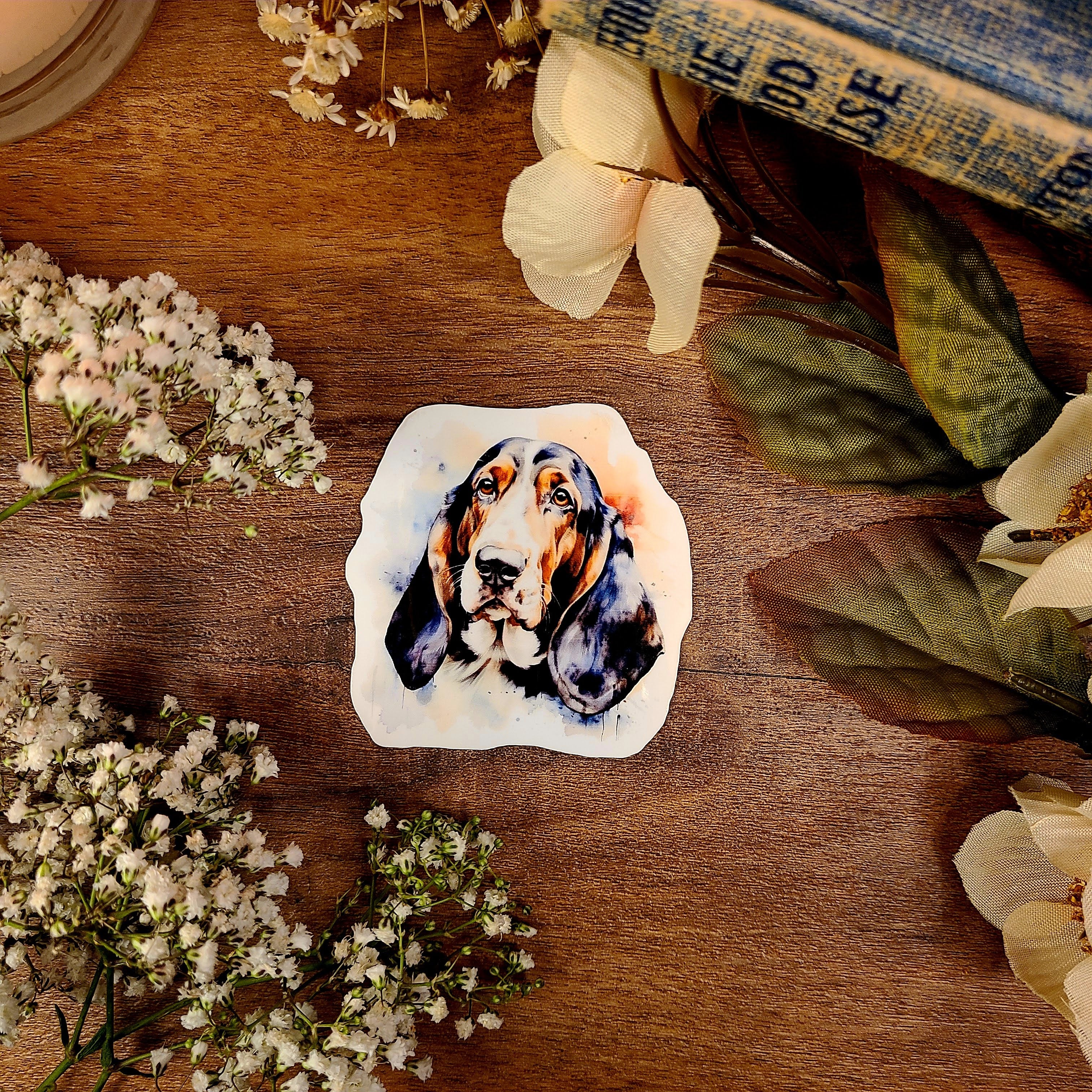 Basset Hound Sticker Dog, Fur Baby, Vinyl Sticker Decal