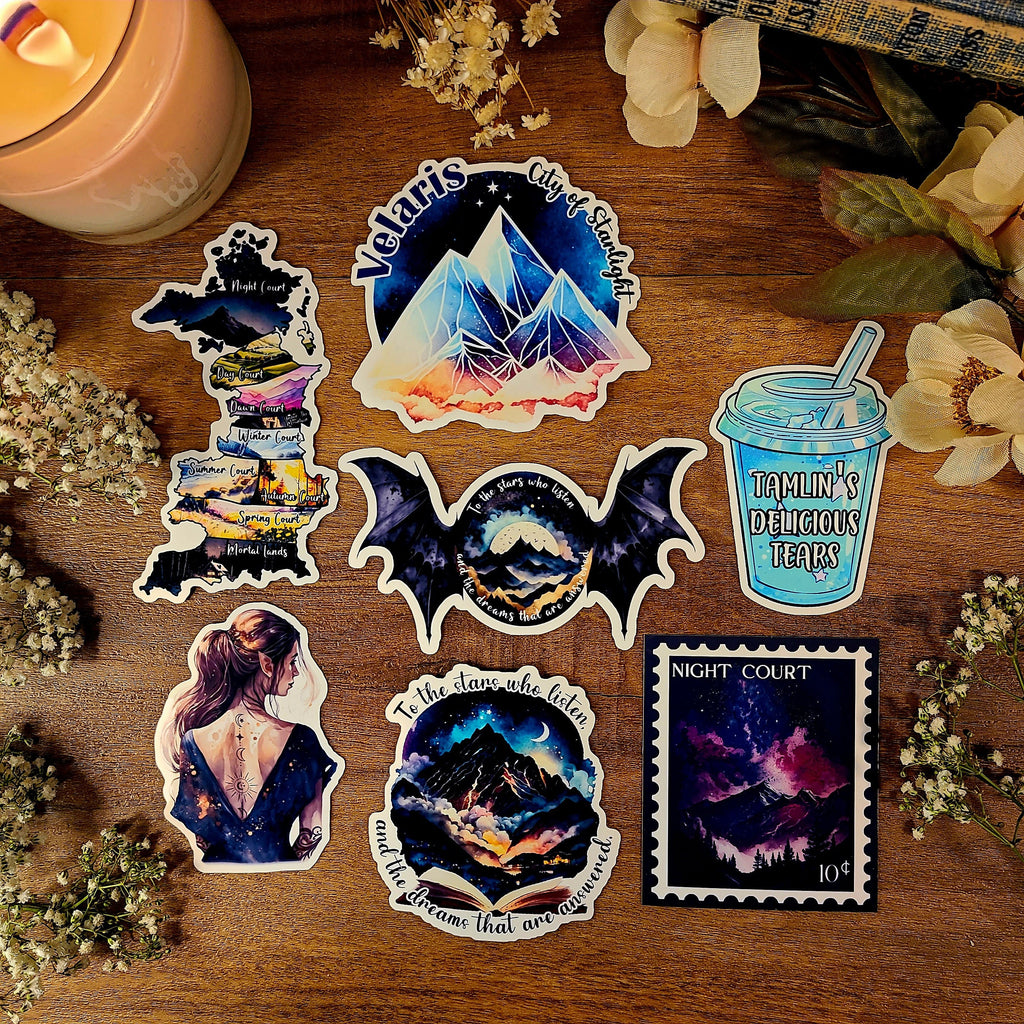 ACOTAR Sticker Set, A Court of Thorns and Roses, Night Court, Feyre, Rhysand, Sarah J Maas, Vinyl Sticker Decal