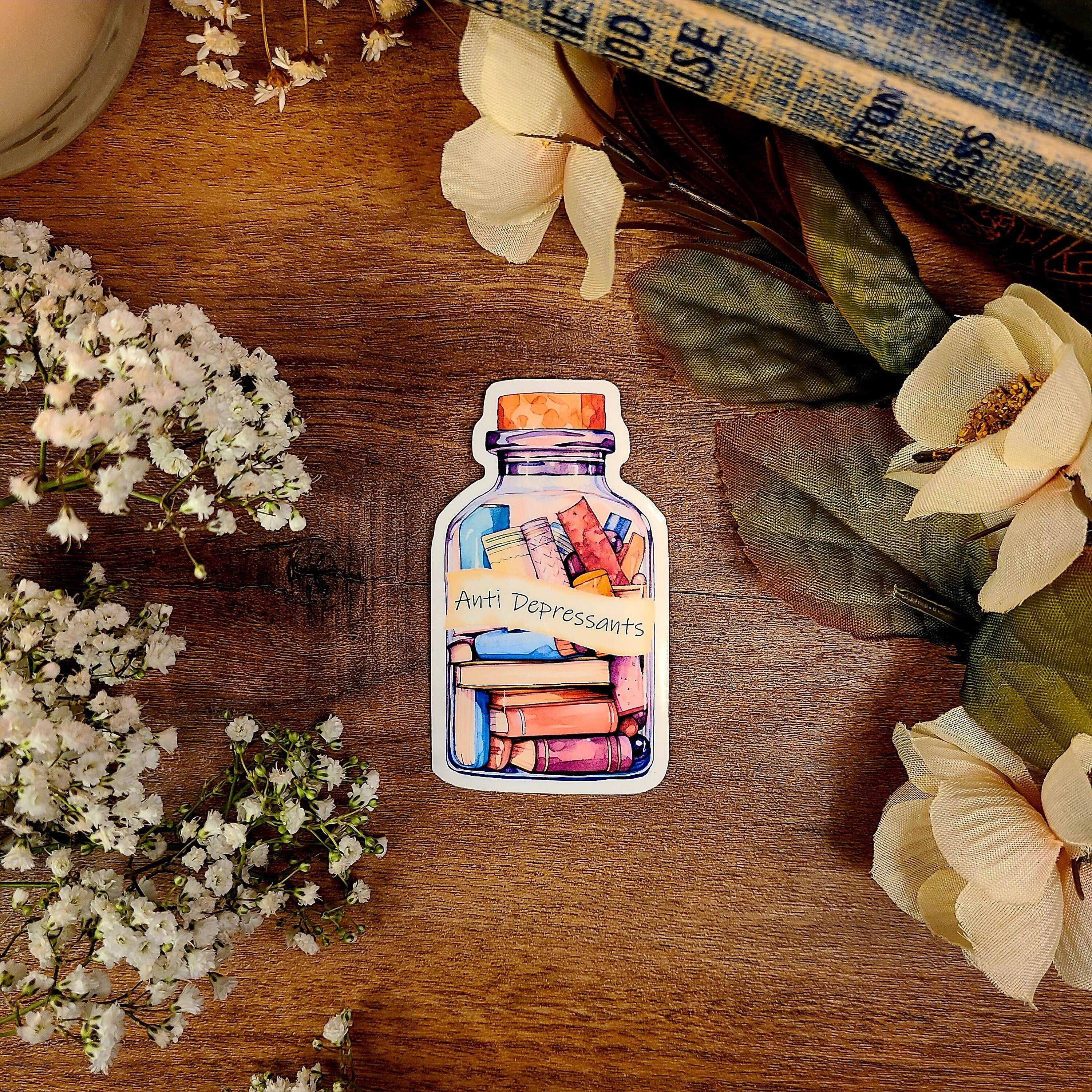 Bookish Set, I Have No Shelf Control, One More Chapter, Anti Depressant, Reader, Bookworm, Bookstagram, Booktok, Clear Vinyl Sticker Decal