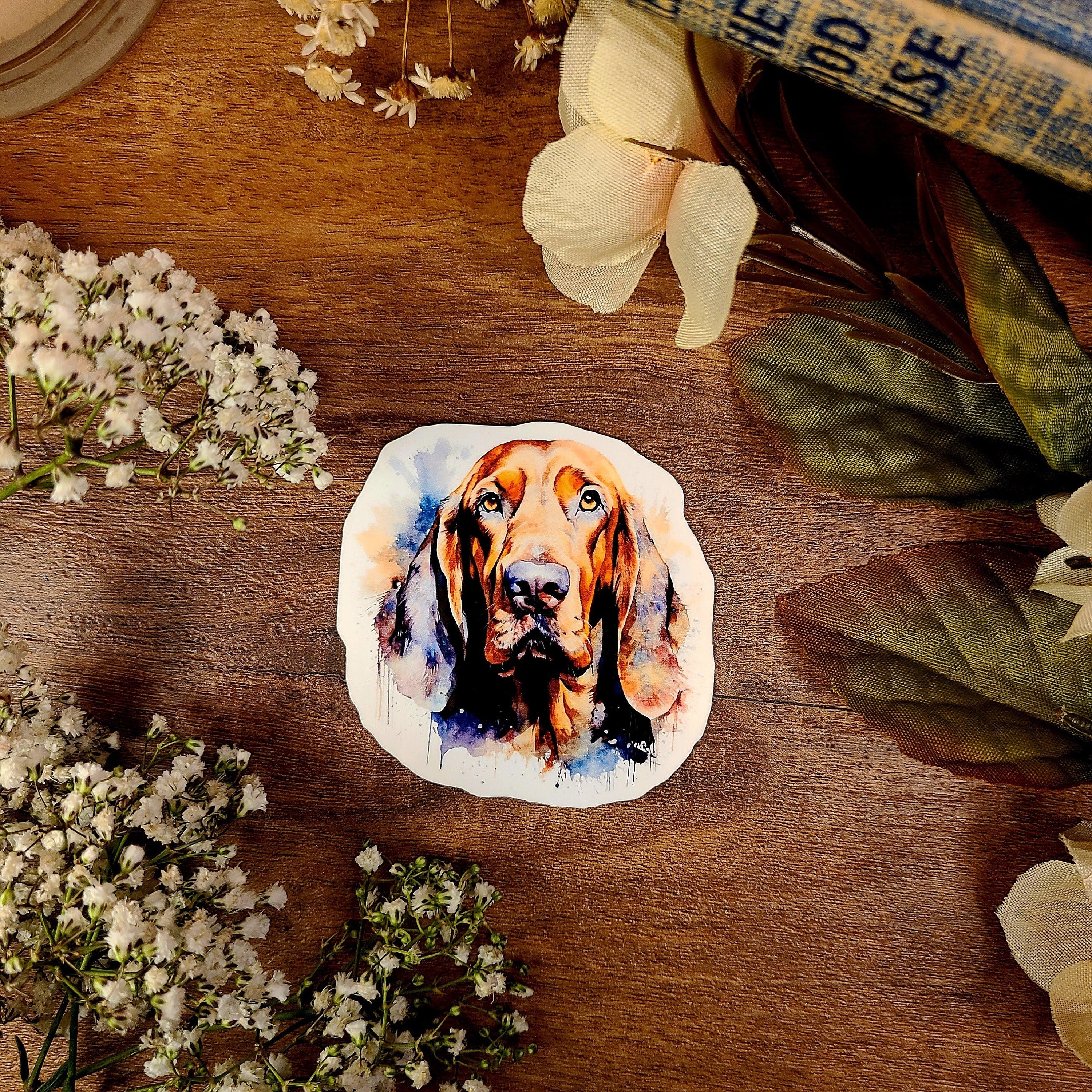 Bloodhound Dog, St. Hubert Hound, Fur Baby, Vinyl Sticker Decal
