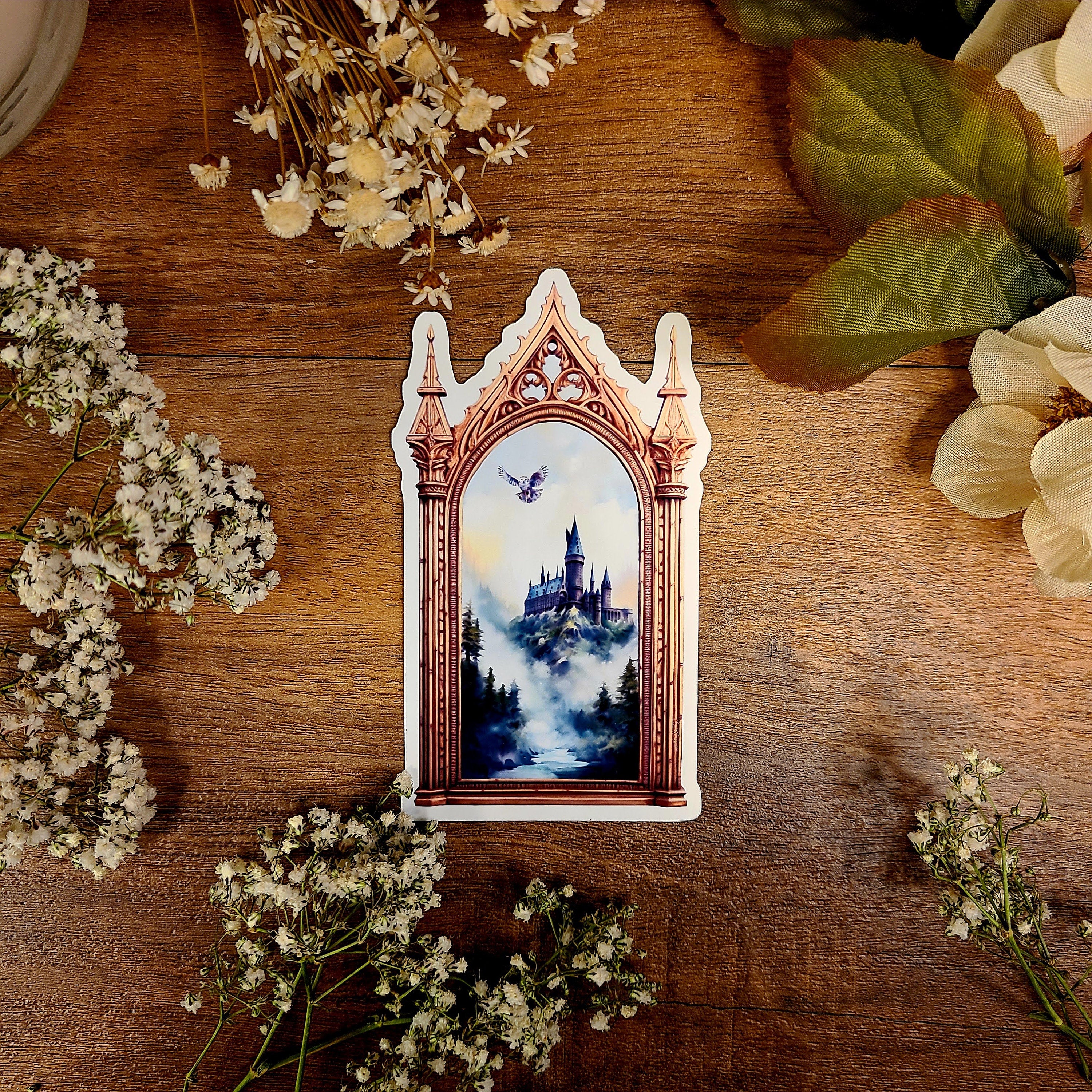 Always Quote, Hogwarts, Magic Mirror with a Magic Castle, Owl, Acceptance Letter, Legacy, Wizard and Witch, Double Exposure, Vinyl Sticker Decal