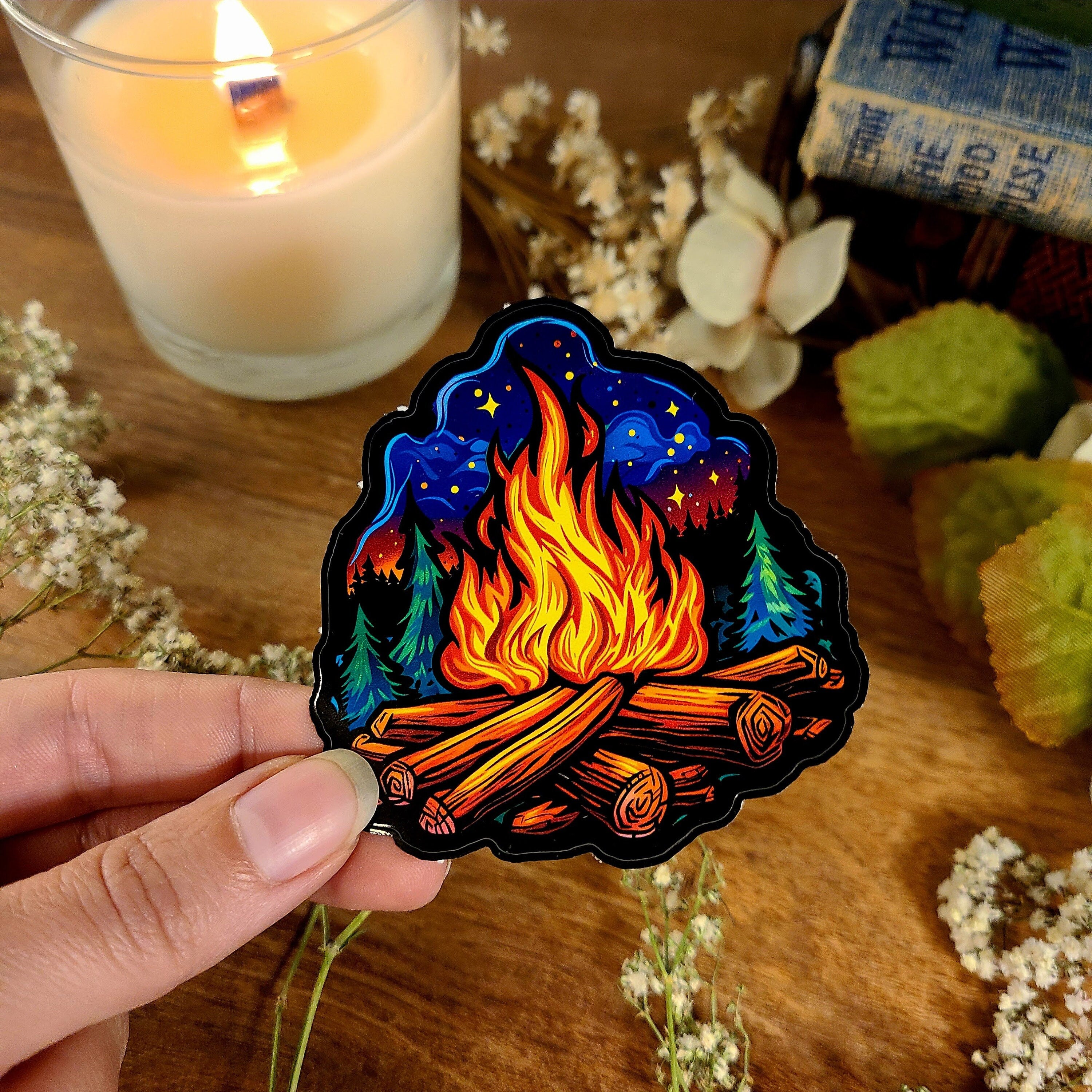 Campfire, Camping, Outdoors, Forest, Hiking, Nature, Gift, Vinyl Sticker Decal