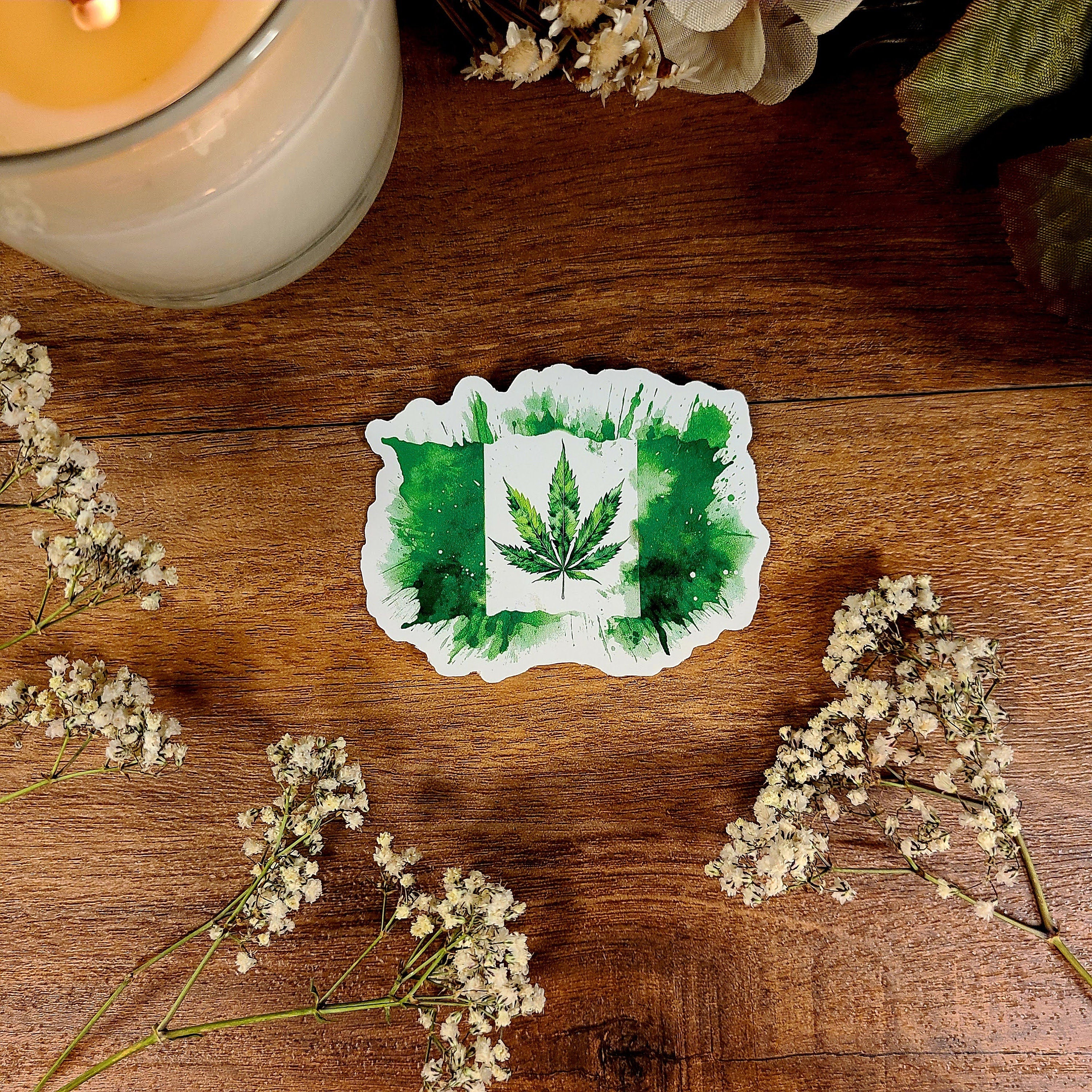 Canadian Weed Flag, Keep Blazing Stay Amazing, Weed, Marijuana, Drug, Leaf, Vinyl Sticker Decal