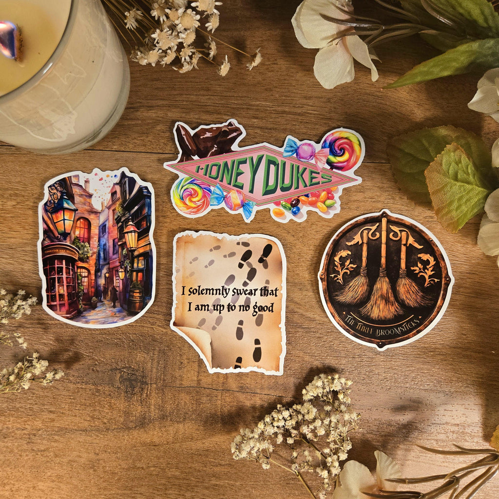 Acceptance Letter, Magic Candy Store, Alley, Magic Castle, Storybook, Up to no Good, Wizard & Witch, Legacy, Snow-Globe, Vinyl Sticker Decal